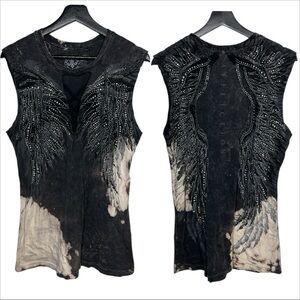 Affliction rhinestone all over print angel wing Y2K grunge edgy sz XL
